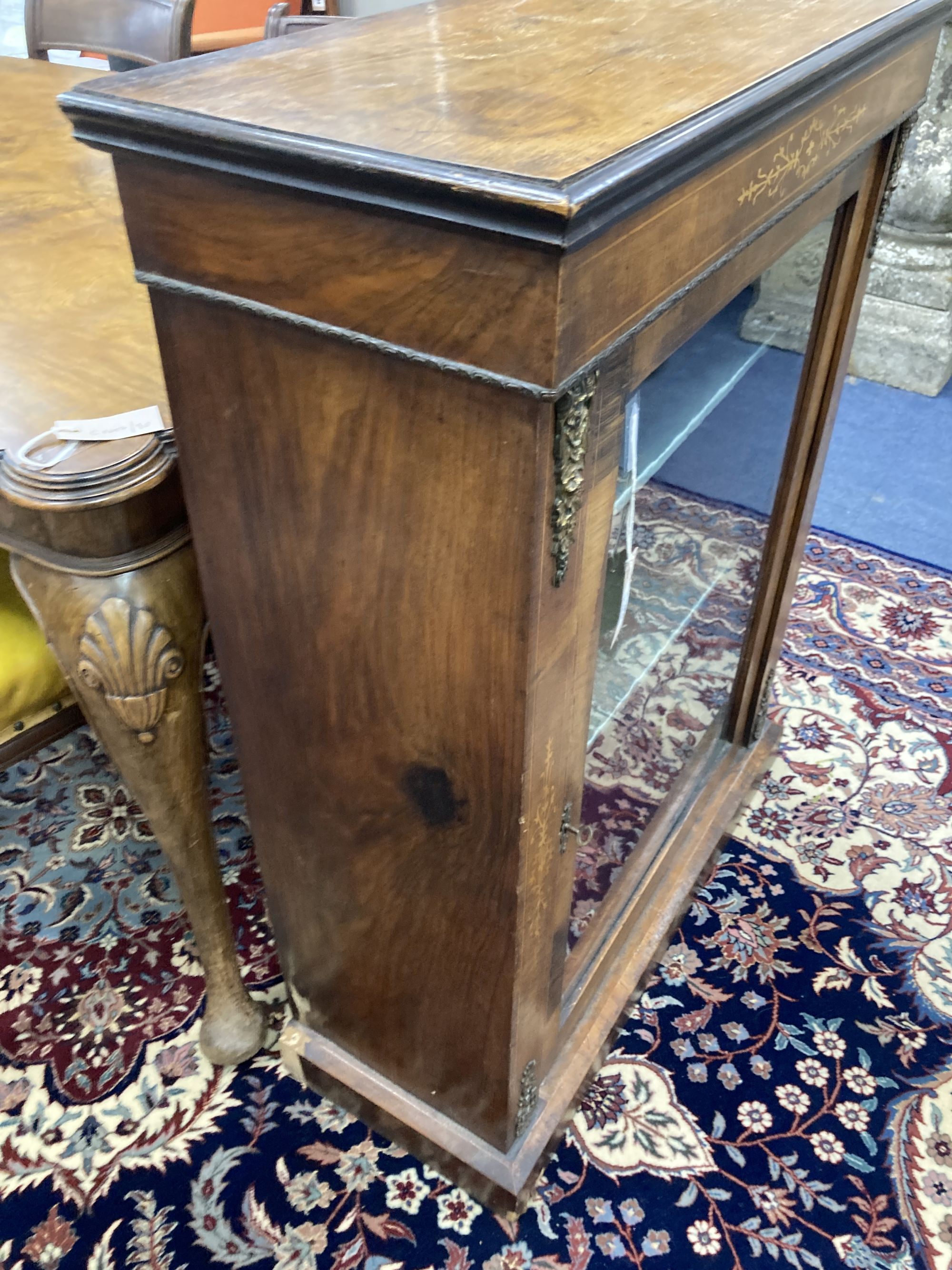 A Victorian walnut pier cabinet, width 74cm, depth 30cm, height 96cm